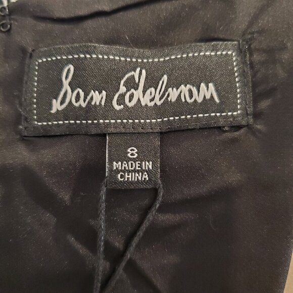 NWT SAM EDELMAN SZ 8 Black&White Floral Silhouette Asymmetrical Ruffle Hem Dress - Picture 13 of 14